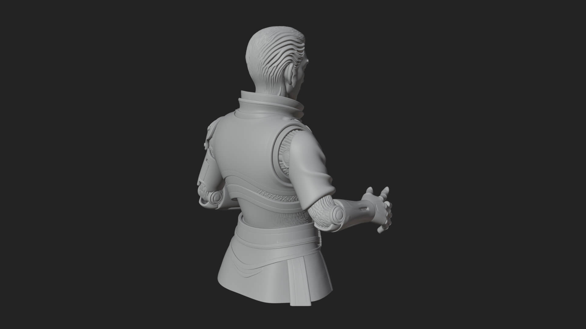Sci Fi Armored Man Bust Design 4 3D Print Model 3D Model