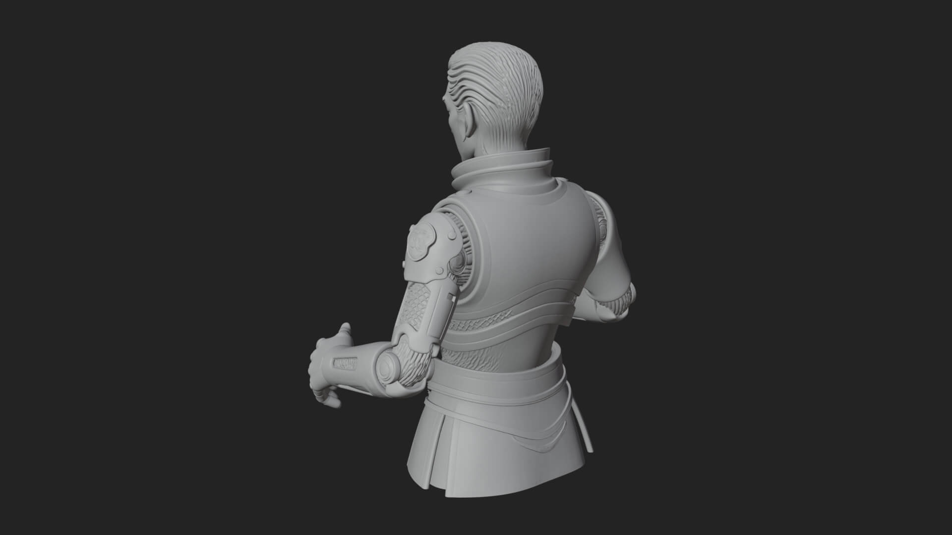Sci Fi Armored Man Bust Design 4 3D Print Model 3D Model