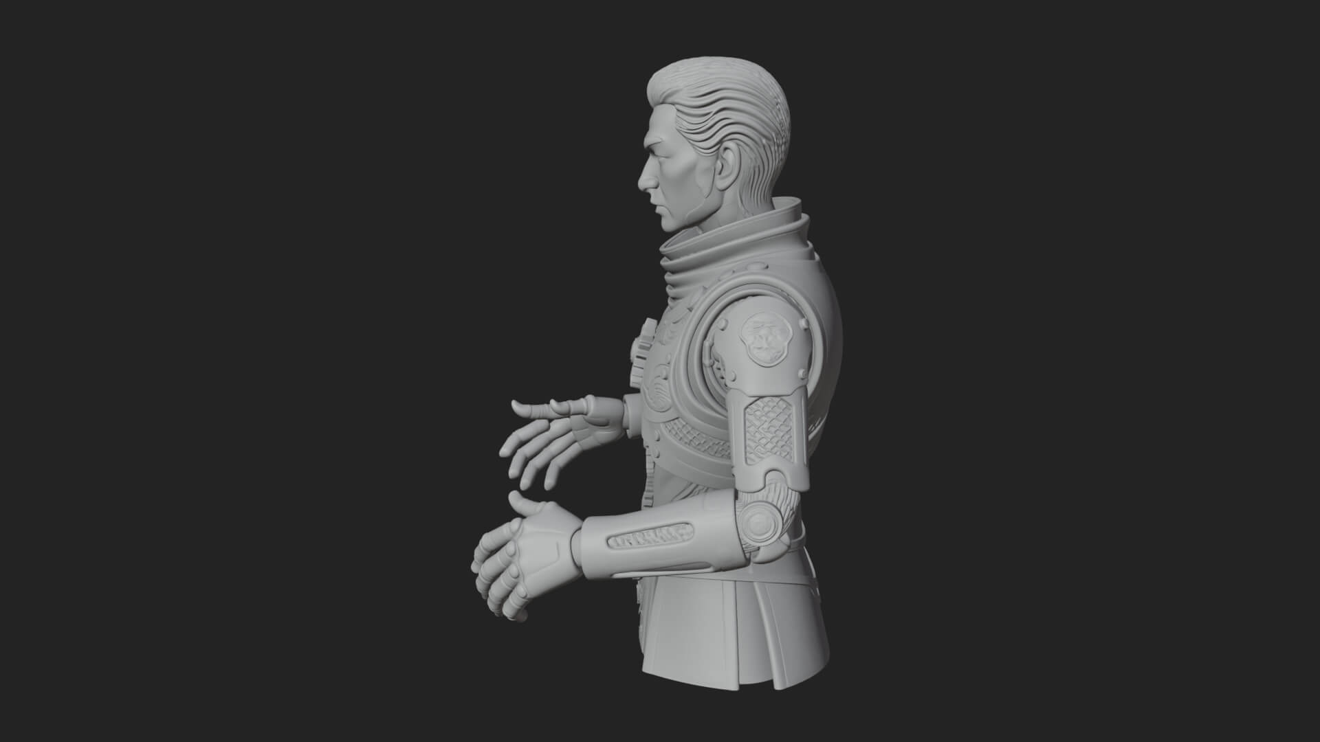 Sci Fi Armored Man Bust Design 4 3D Print Model 3D Model