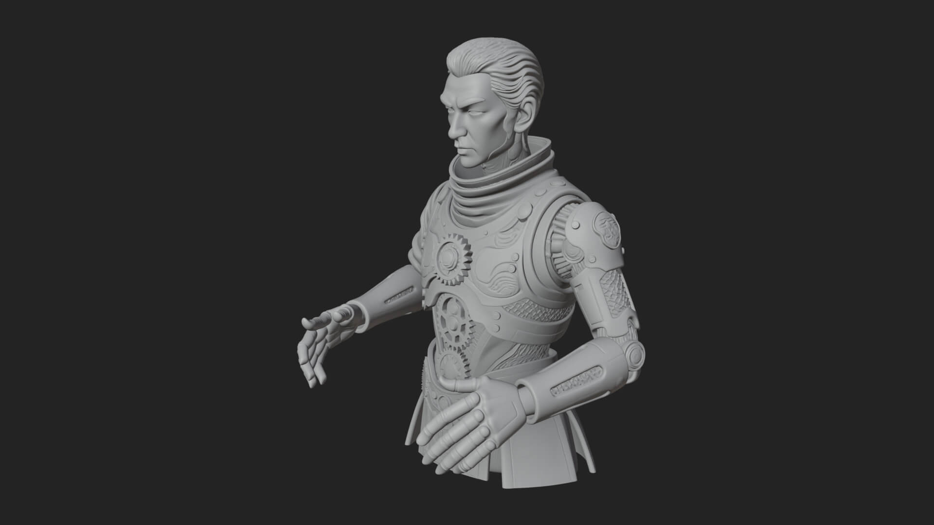 Sci Fi Armored Man Bust Design 4 3D Print Model 3D Model