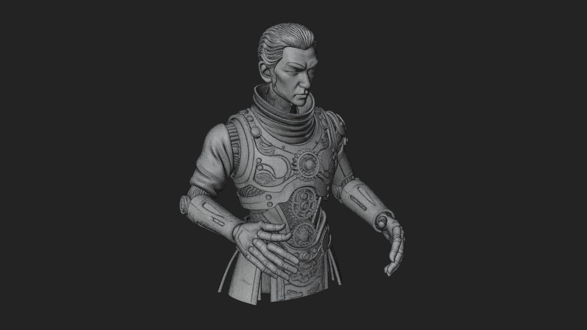 Sci Fi Armored Man Bust Design 4 3D Print Model 3D Model