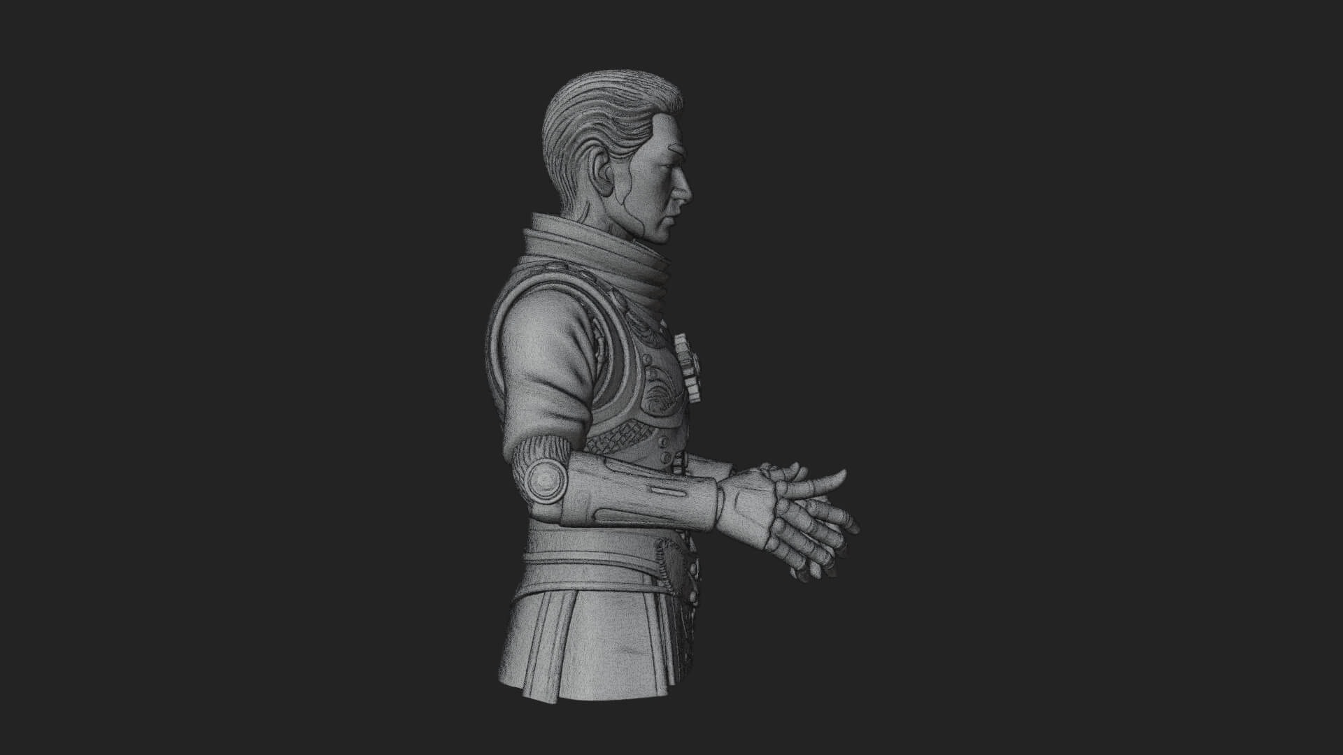 Sci Fi Armored Man Bust Design 4 3D Print Model 3D Model