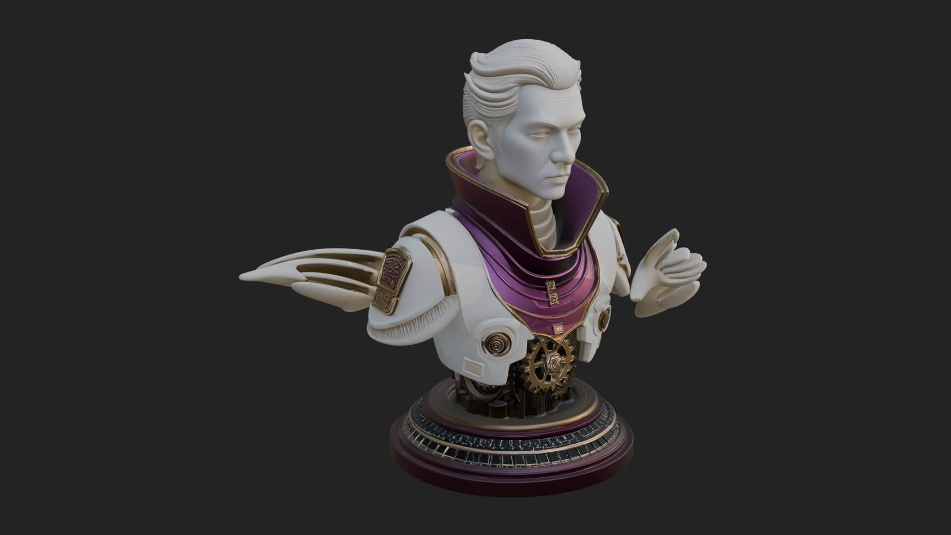 Sci Fi Armored Man Bust Design 5 3D Print Model 3D Model
