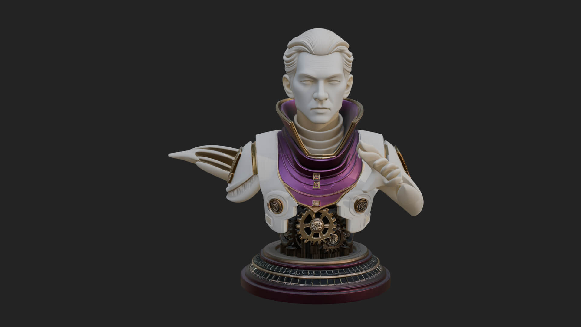 Sci Fi Armored Man Bust Design 5 3D Print Model 3D Model