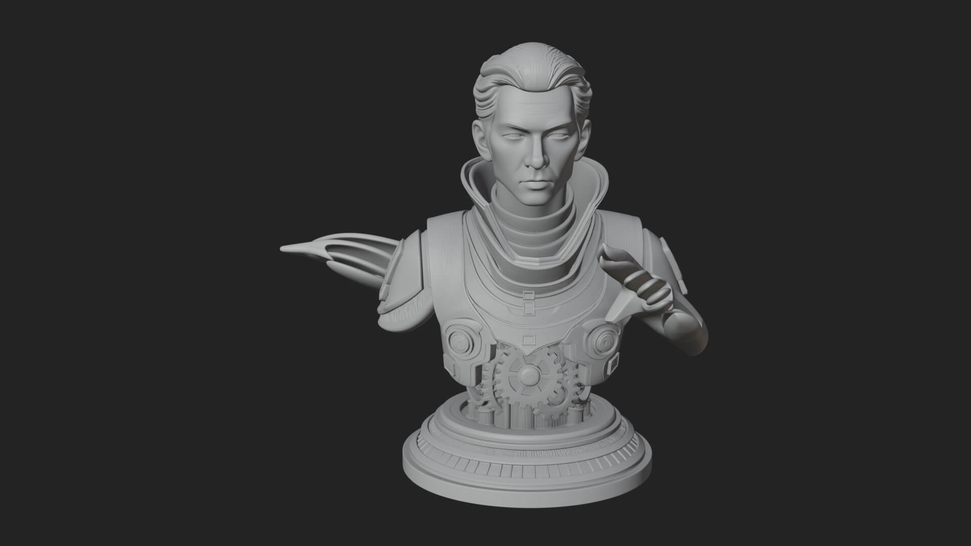Sci Fi Armored Man Bust Design 5 3D Print Model 3D Model