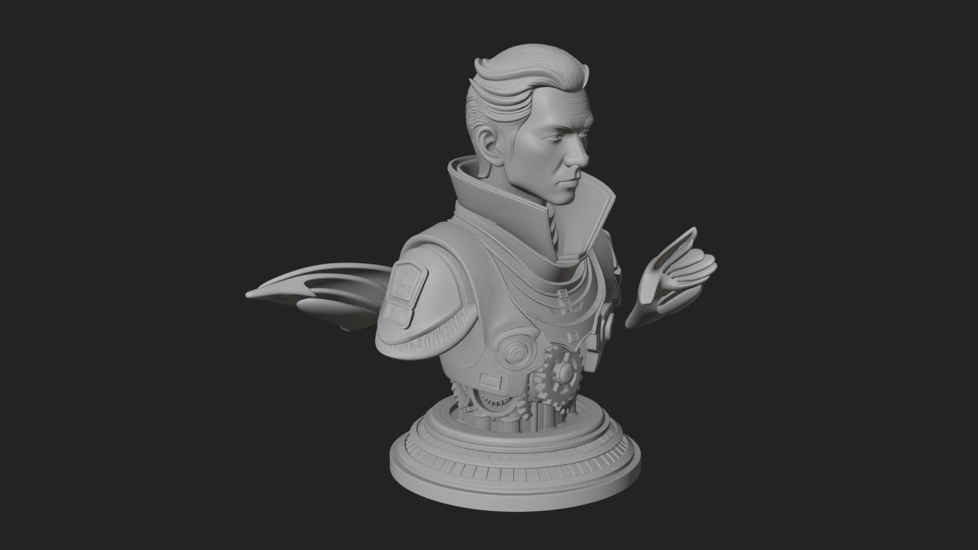 Sci Fi Armored Man Bust Design 5 3D Print Model 3D Model