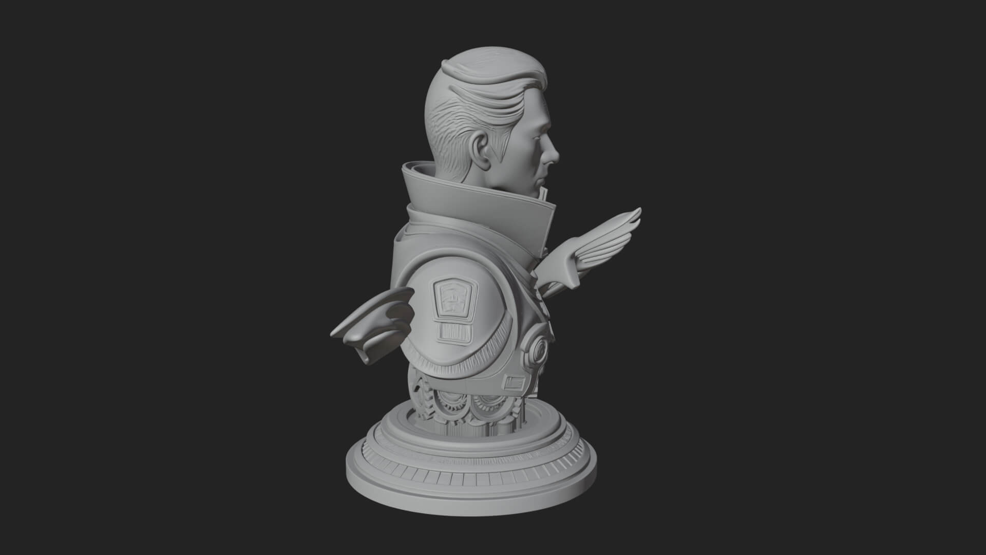 Sci Fi Armored Man Bust Design 5 3D Print Model 3D Model