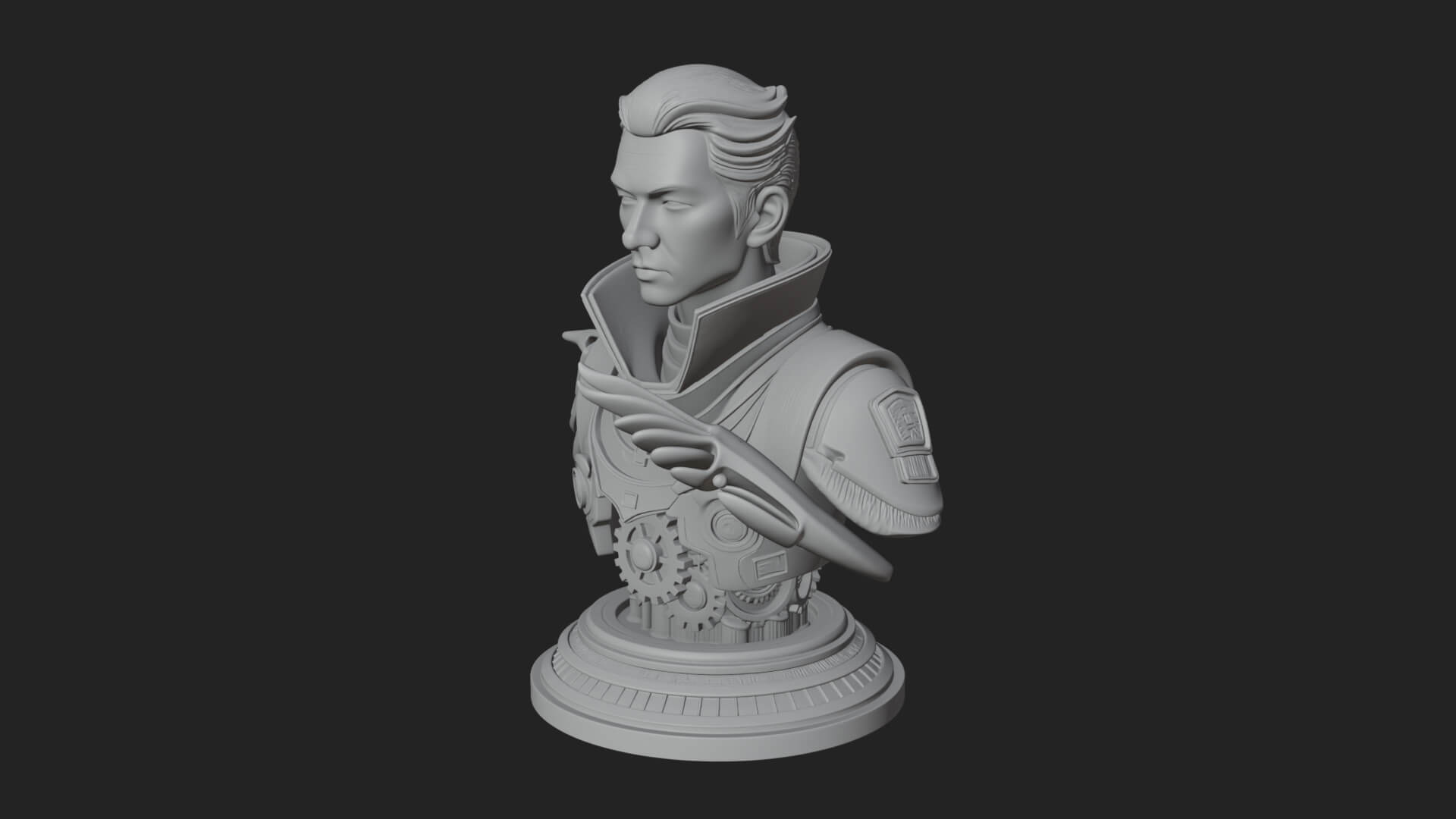 Sci Fi Armored Man Bust Design 5 3D Print Model 3D Model