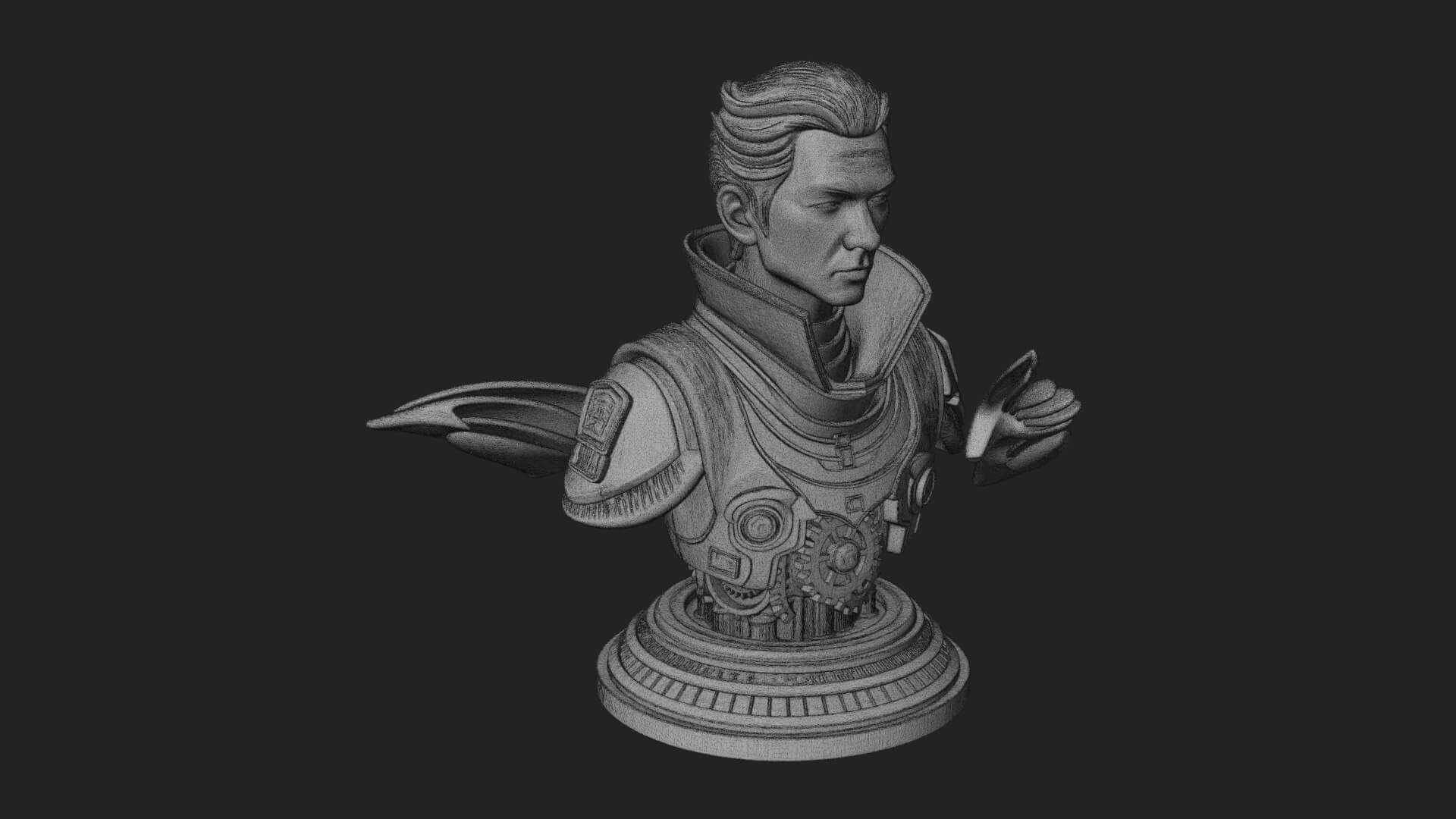 Sci Fi Armored Man Bust Design 5 3D Print Model 3D Model