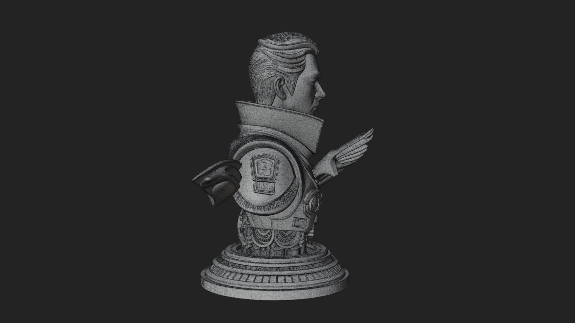 Sci Fi Armored Man Bust Design 5 3D Print Model 3D Model