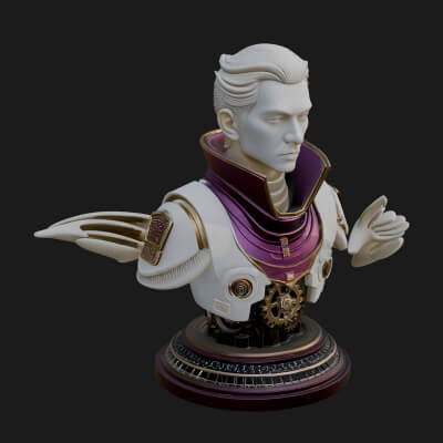 Sci Fi Armored Man Bust Design 5 3D Print Model