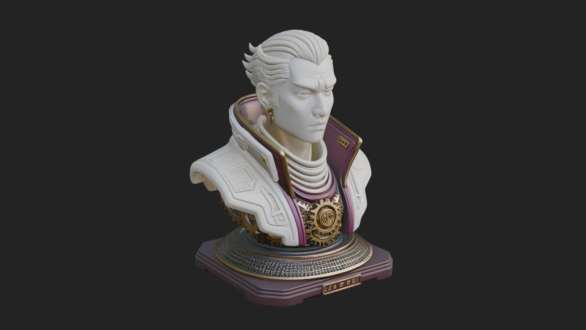 Sci Fi Armored Man Bust Design 6 3D Print Model 3D Model