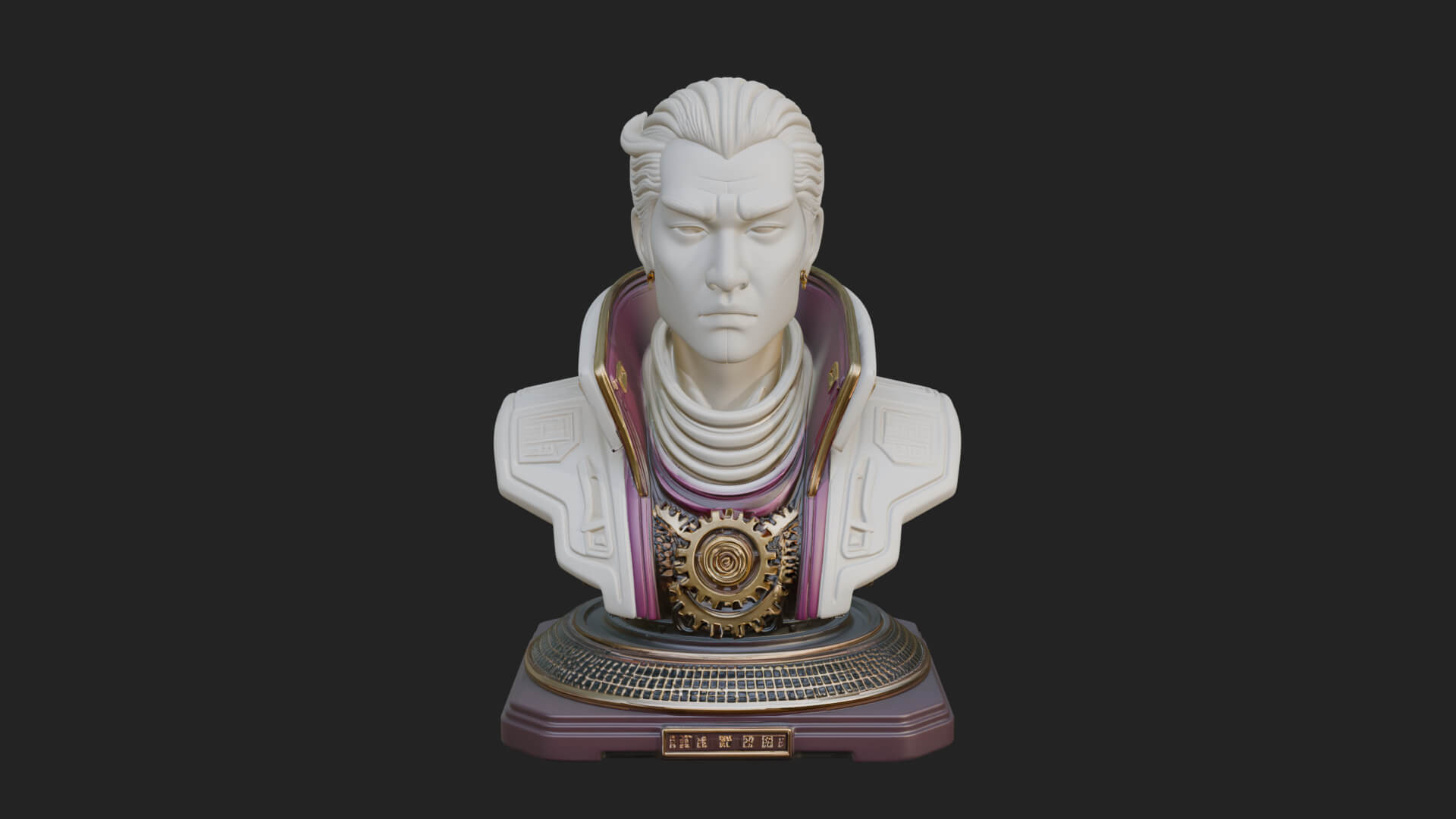 Sci Fi Armored Man Bust Design 6 3D Print Model 3D Model