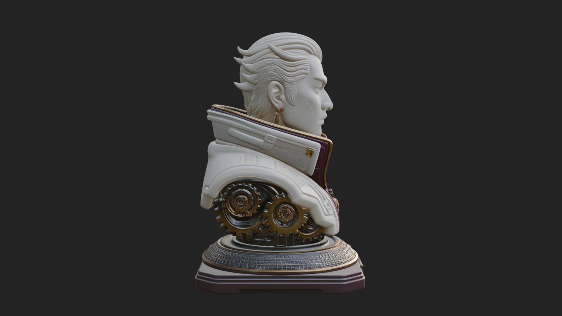 Sci Fi Armored Man Bust Design 6 3D Print Model 3D Model