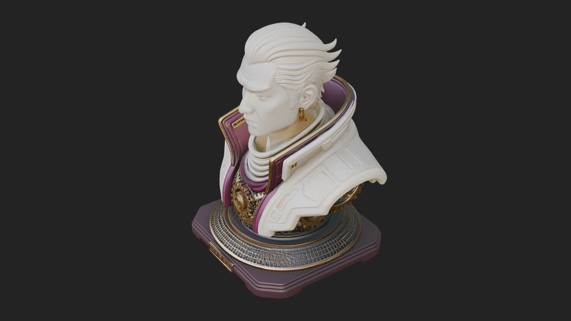 Sci Fi Armored Man Bust Design 6 3D Print Model 3D Model