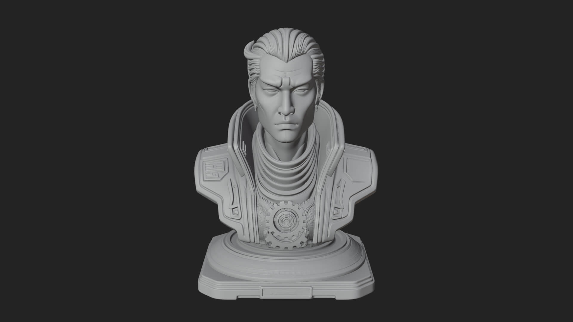 Sci Fi Armored Man Bust Design 6 3D Print Model 3D Model