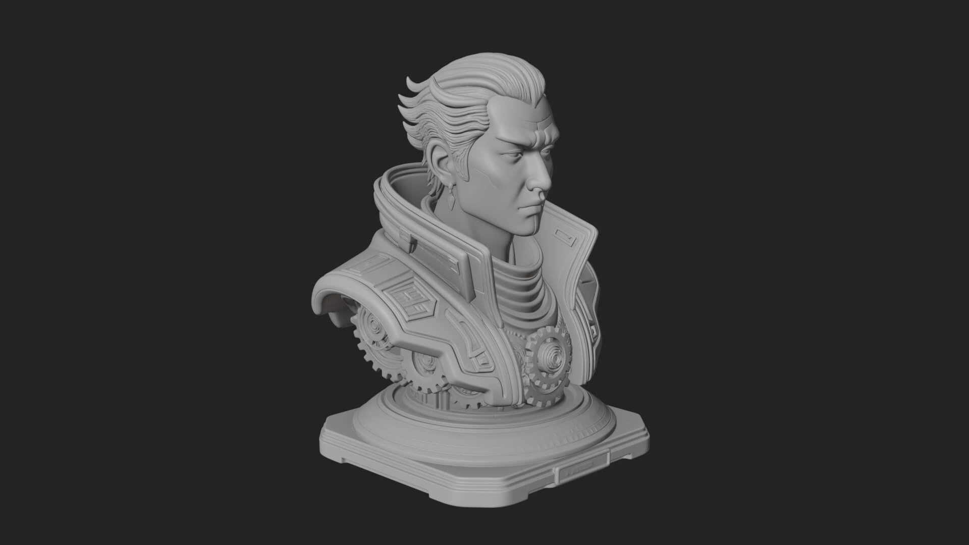 Sci Fi Armored Man Bust Design 6 3D Print Model 3D Model