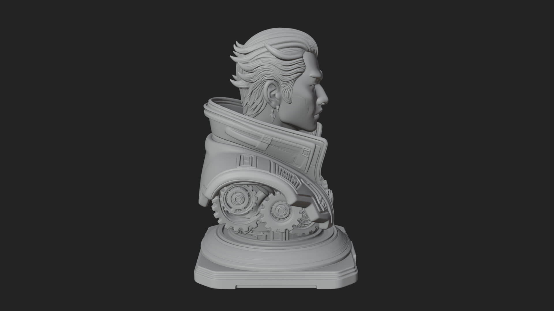 Sci Fi Armored Man Bust Design 6 3D Print Model 3D Model