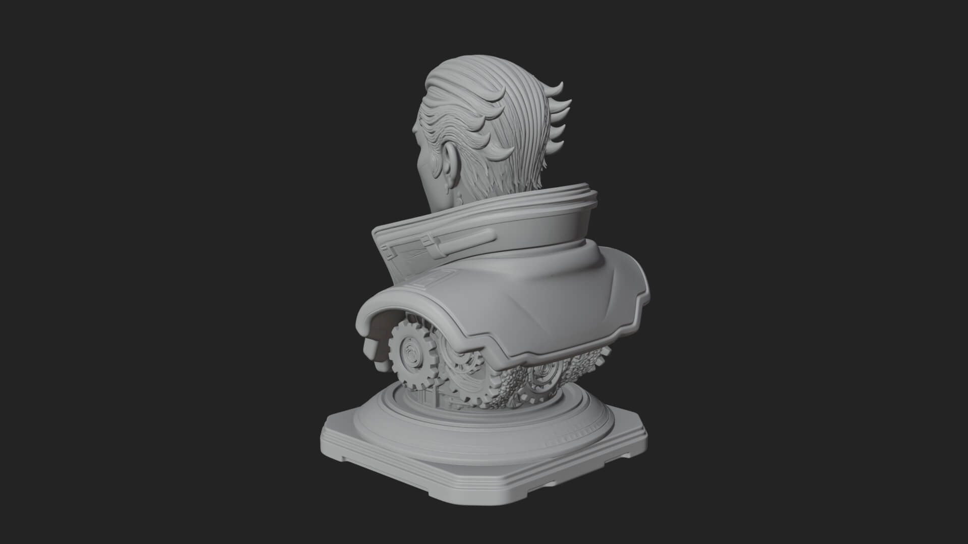 Sci Fi Armored Man Bust Design 6 3D Print Model 3D Model