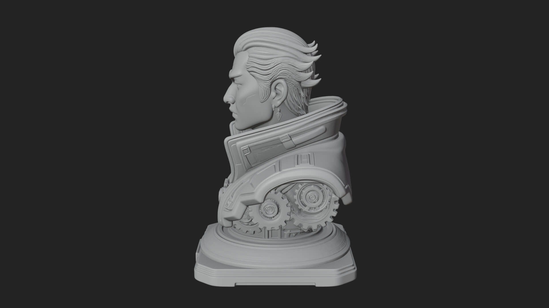 Sci Fi Armored Man Bust Design 6 3D Print Model 3D Model