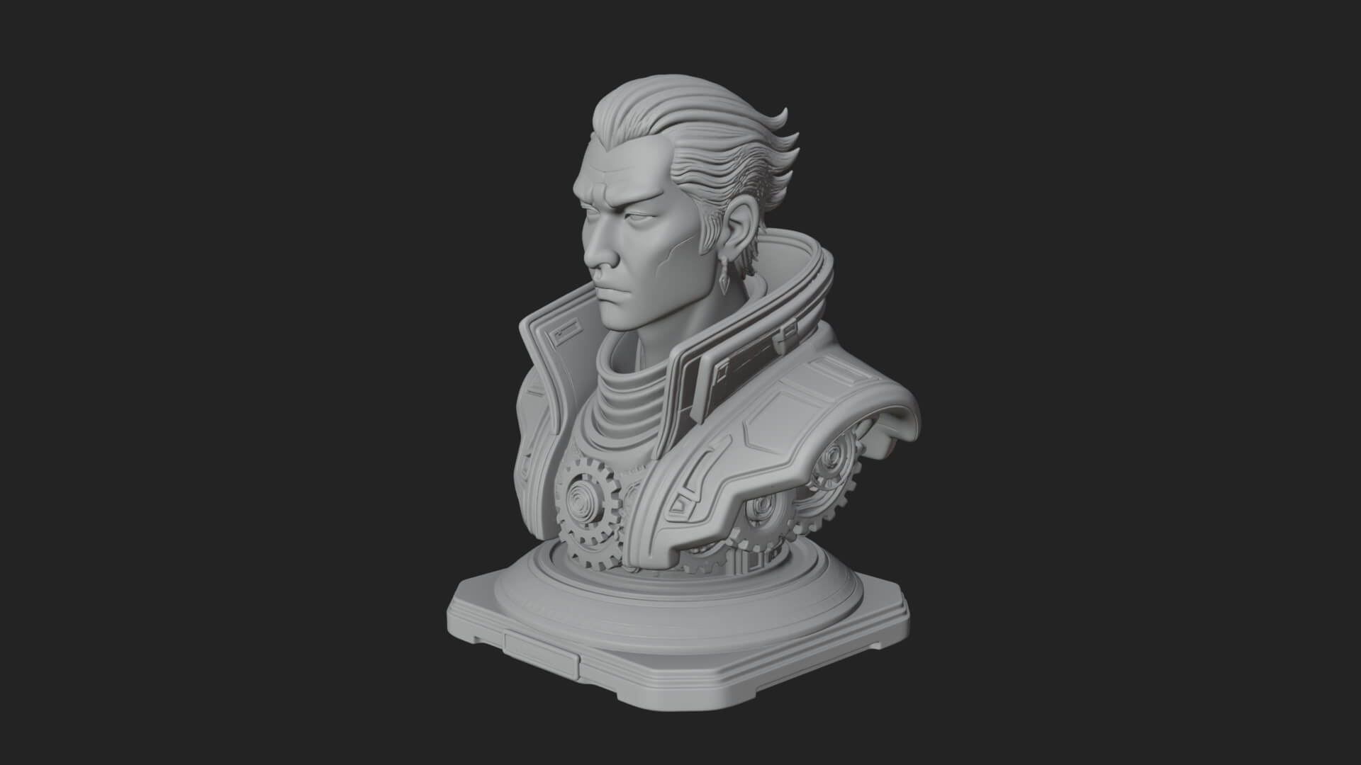 Sci Fi Armored Man Bust Design 6 3D Print Model 3D Model