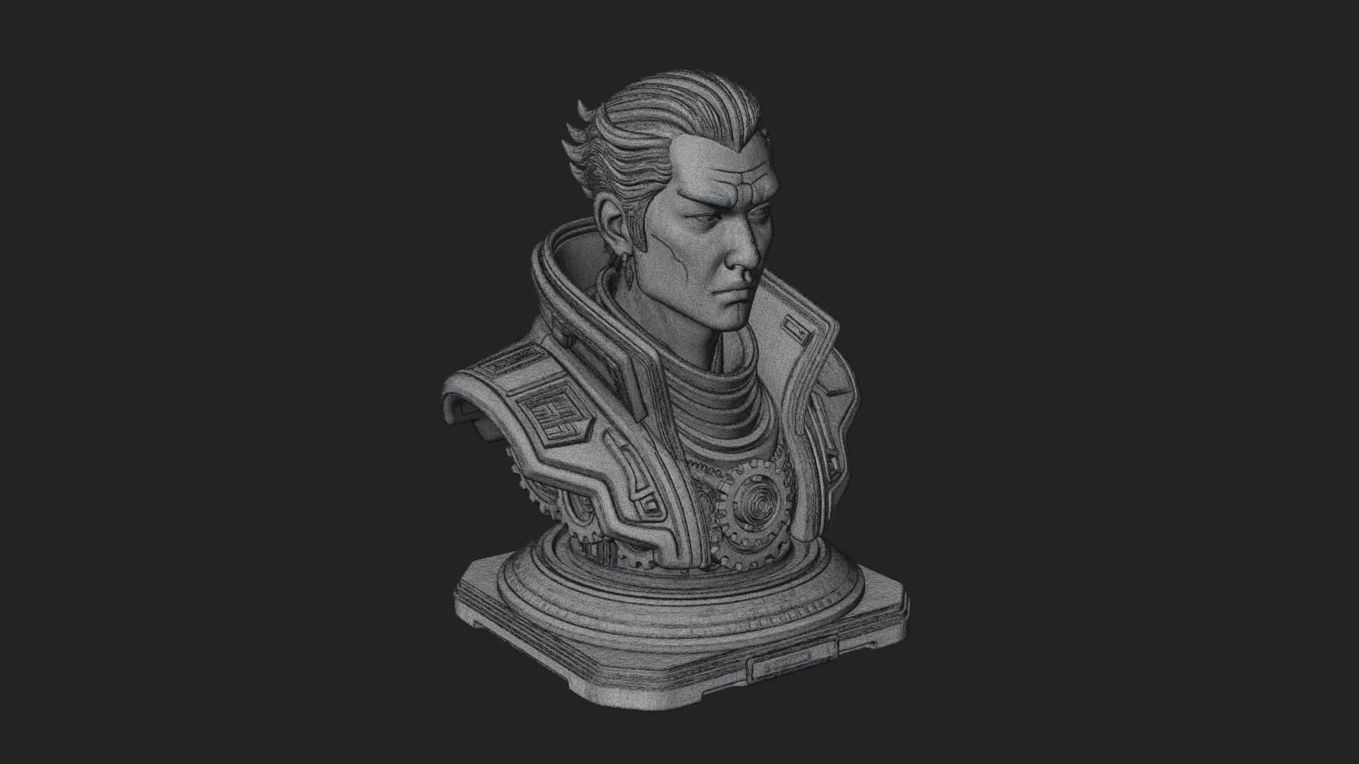 Sci Fi Armored Man Bust Design 6 3D Print Model 3D Model
