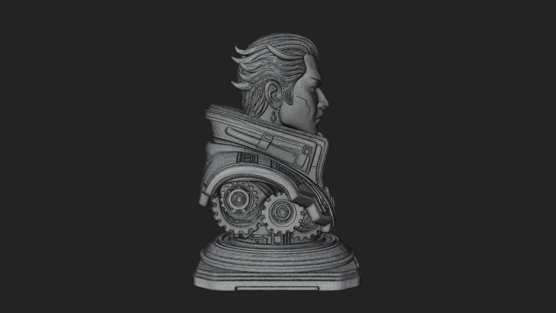 Sci Fi Armored Man Bust Design 6 3D Print Model 3D Model