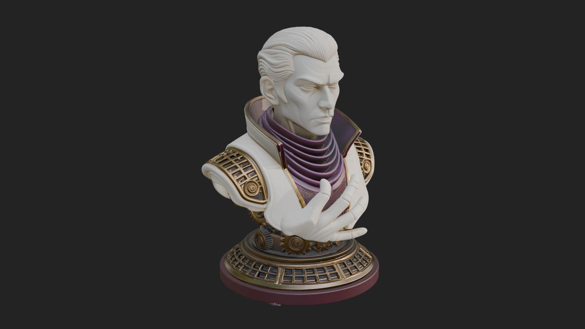 Sci Fi Armored Man Bust Design 7 3D Print Model 3D Model