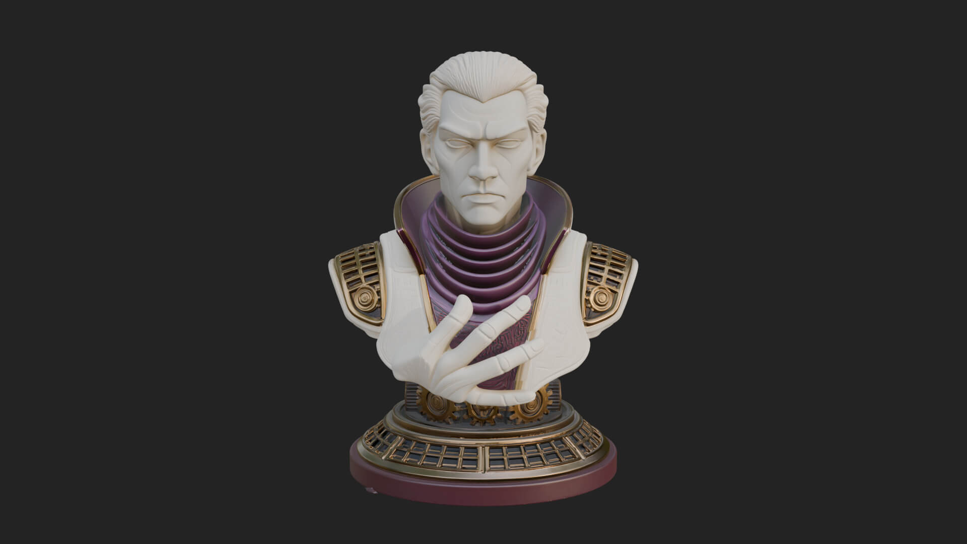 Sci Fi Armored Man Bust Design 7 3D Print Model 3D Model