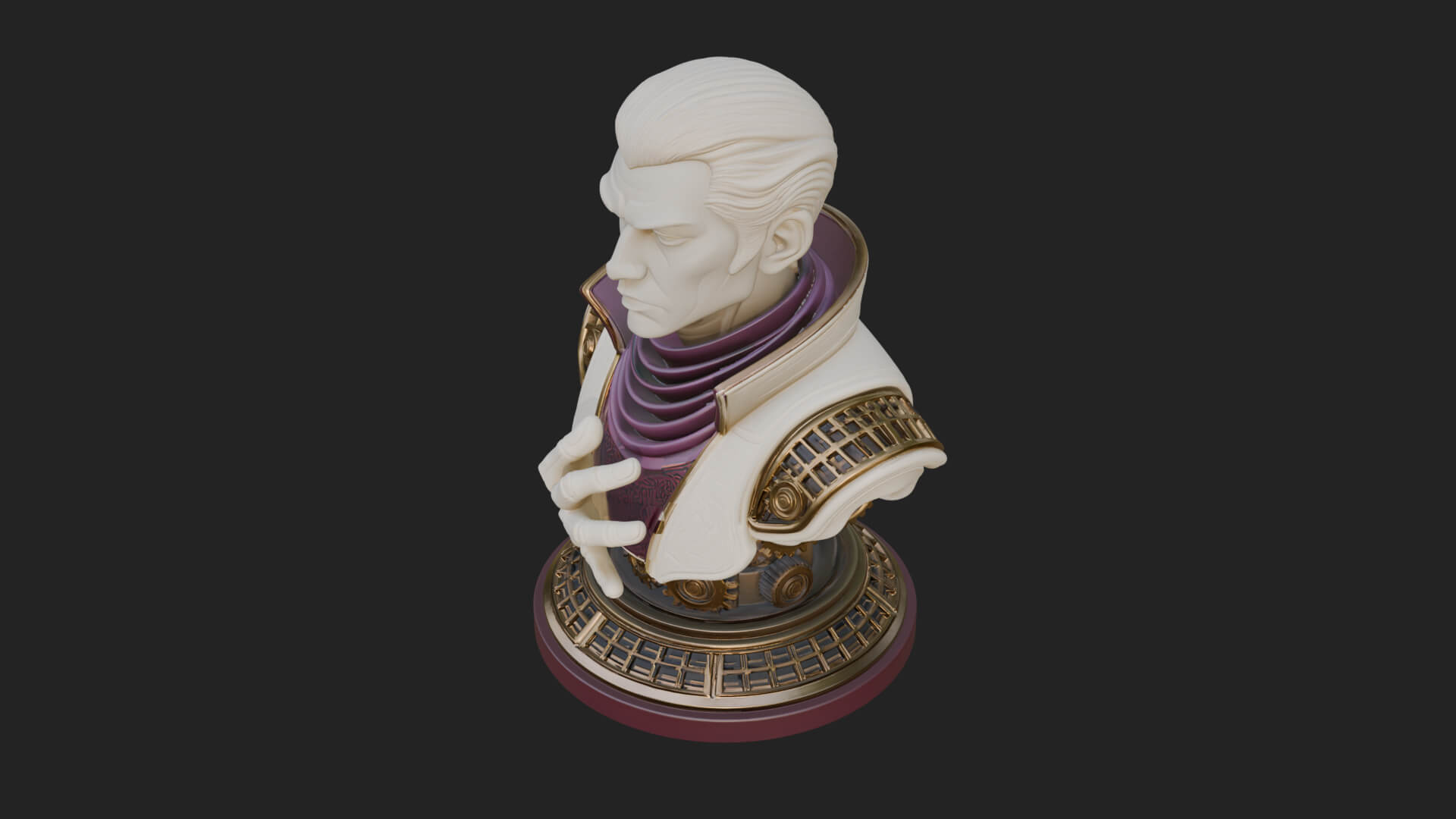 Sci Fi Armored Man Bust Design 7 3D Print Model 3D Model