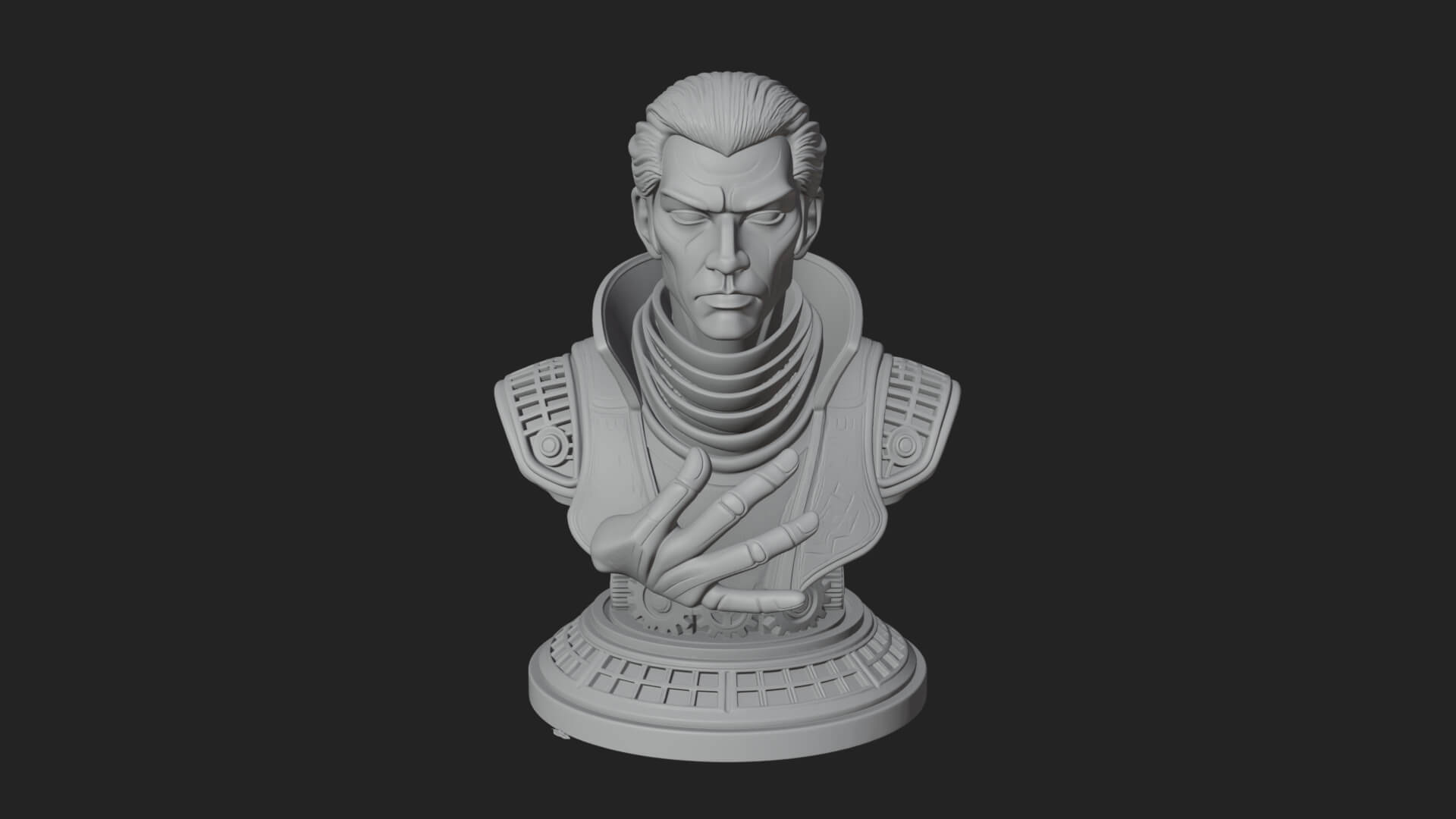 Sci Fi Armored Man Bust Design 7 3D Print Model 3D Model