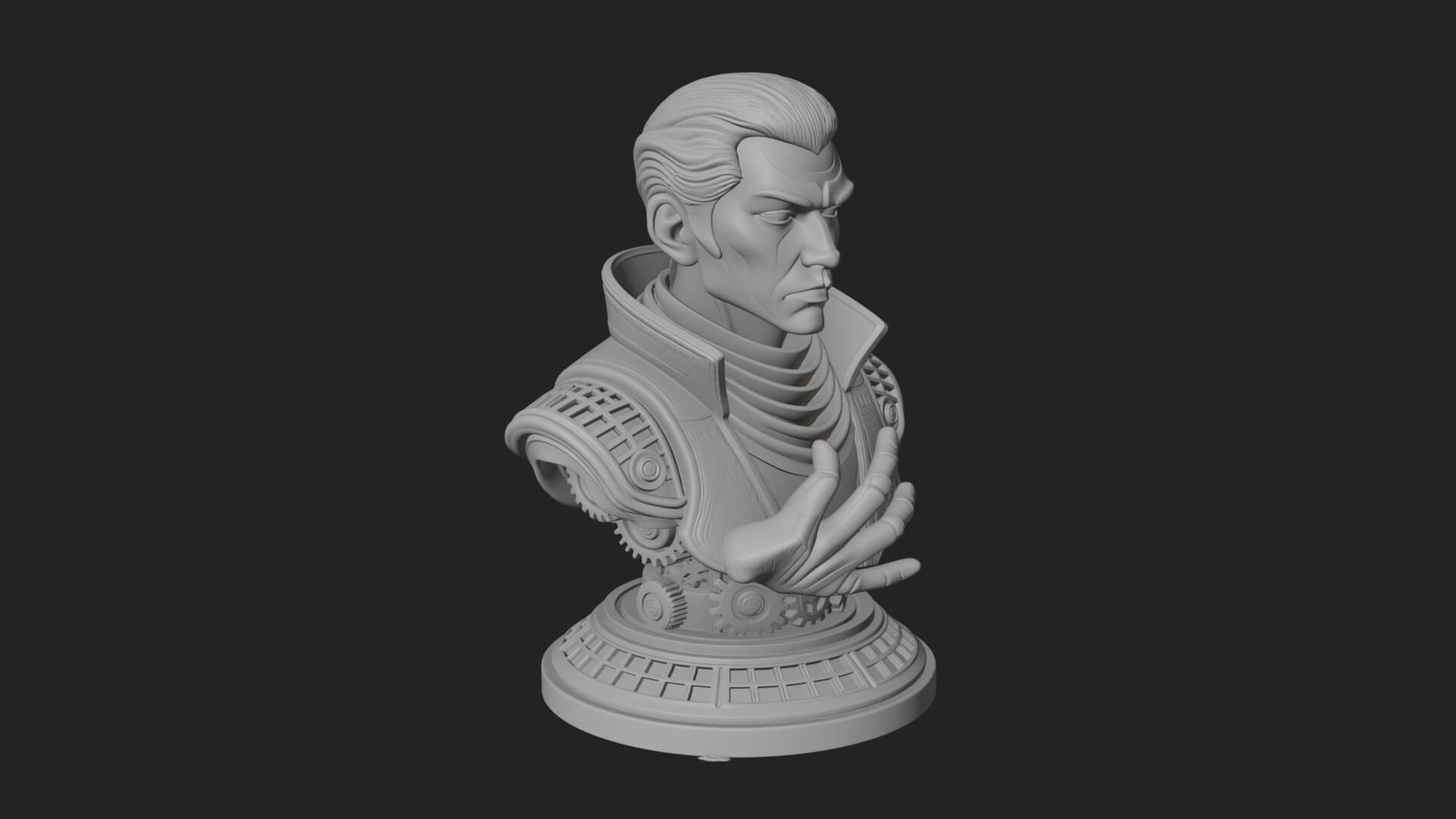 Sci Fi Armored Man Bust Design 7 3D Print Model 3D Model