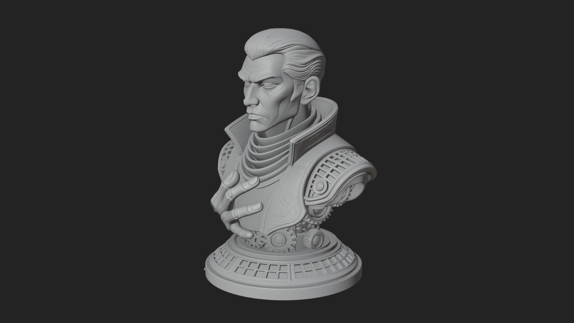 Sci Fi Armored Man Bust Design 7 3D Print Model 3D Model