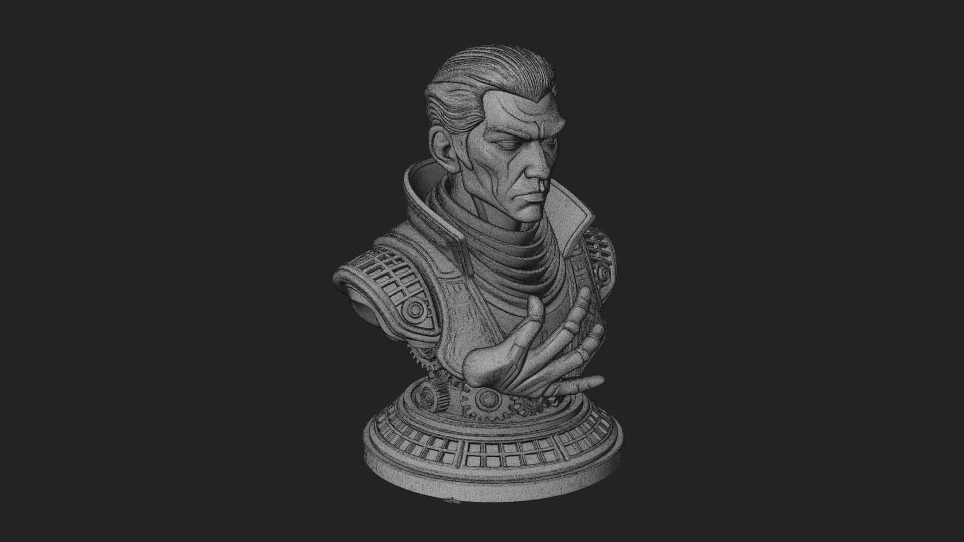 Sci Fi Armored Man Bust Design 7 3D Print Model 3D Model