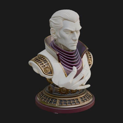 Sci Fi Armored Man Bust Design 7 3D Print Model