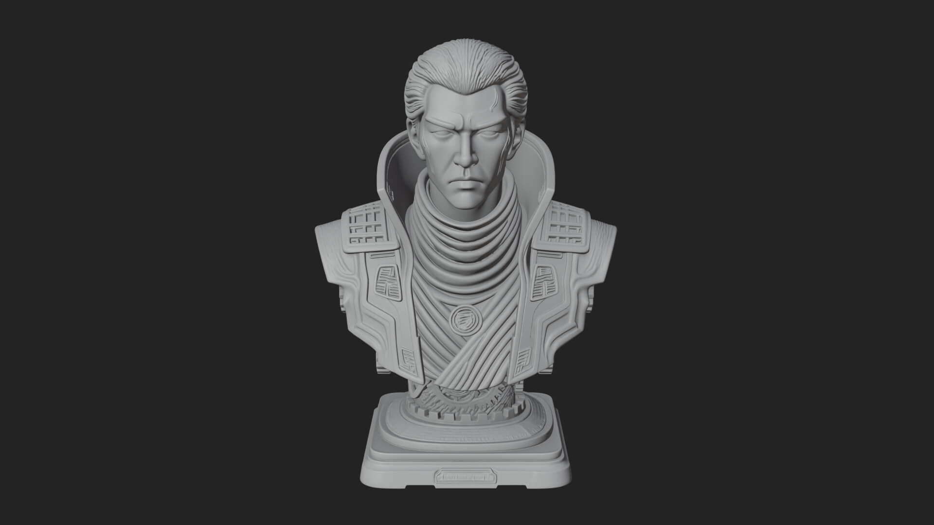 Sci Fi Armored Man Bust Design 8 3D Print Model 3D Model