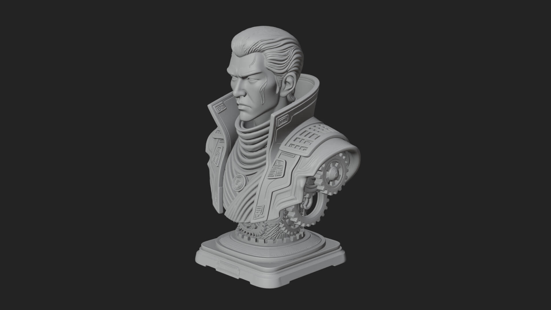 Sci Fi Armored Man Bust Design 8 3D Print Model 3D Model