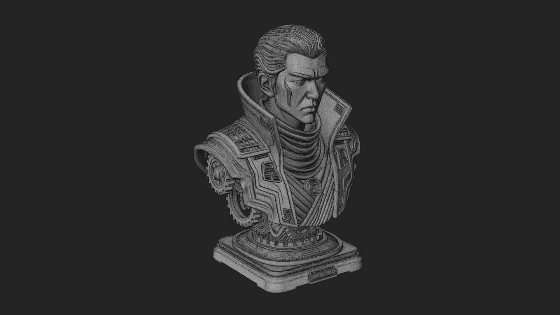 Sci Fi Armored Man Bust Design 8 3D Print Model 3D Model