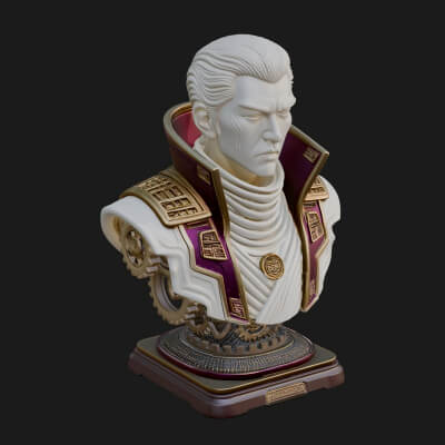 Sci Fi Armored Man Bust Design 8 3D Print Model