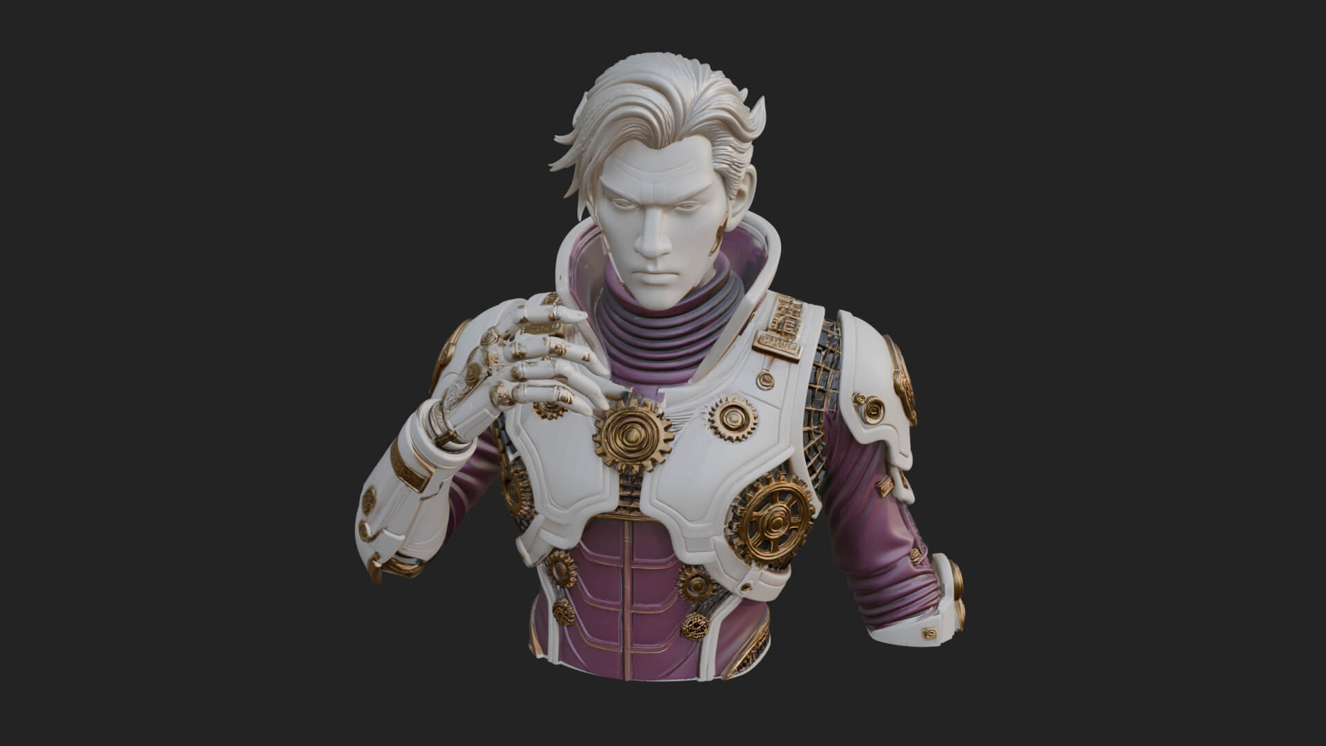 Sci Fi Armored Man Bust Design 9 3D Print Model 3D Model