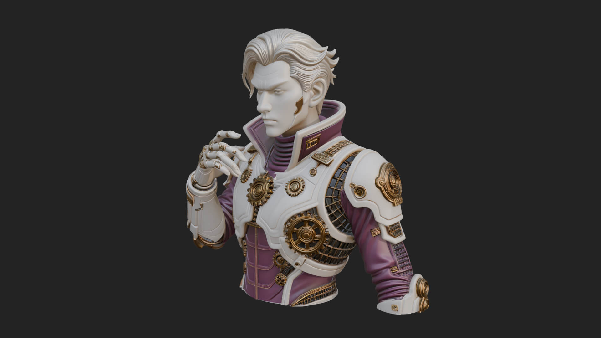 Sci Fi Armored Man Bust Design 9 3D Print Model 3D Model