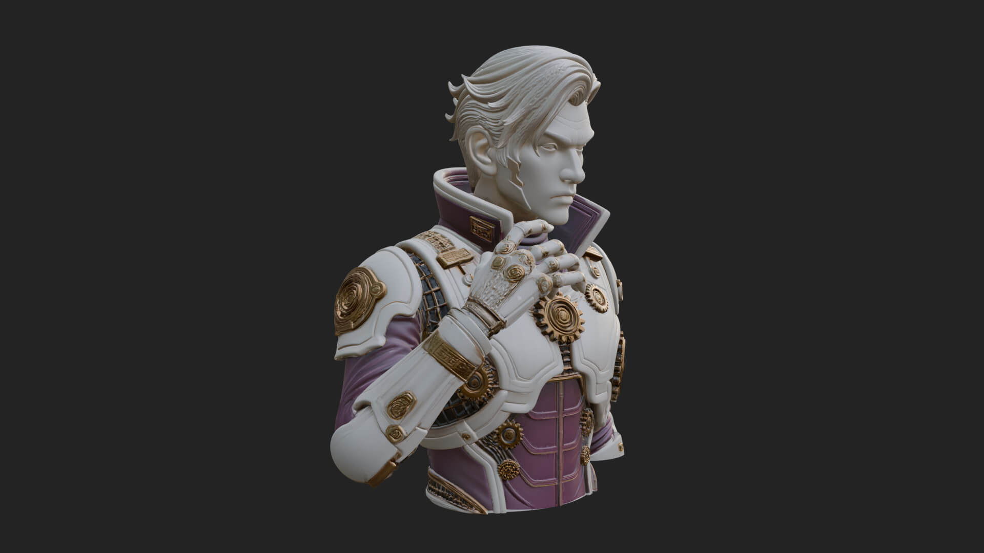 Sci Fi Armored Man Bust Design 9 3D Print Model 3D Model