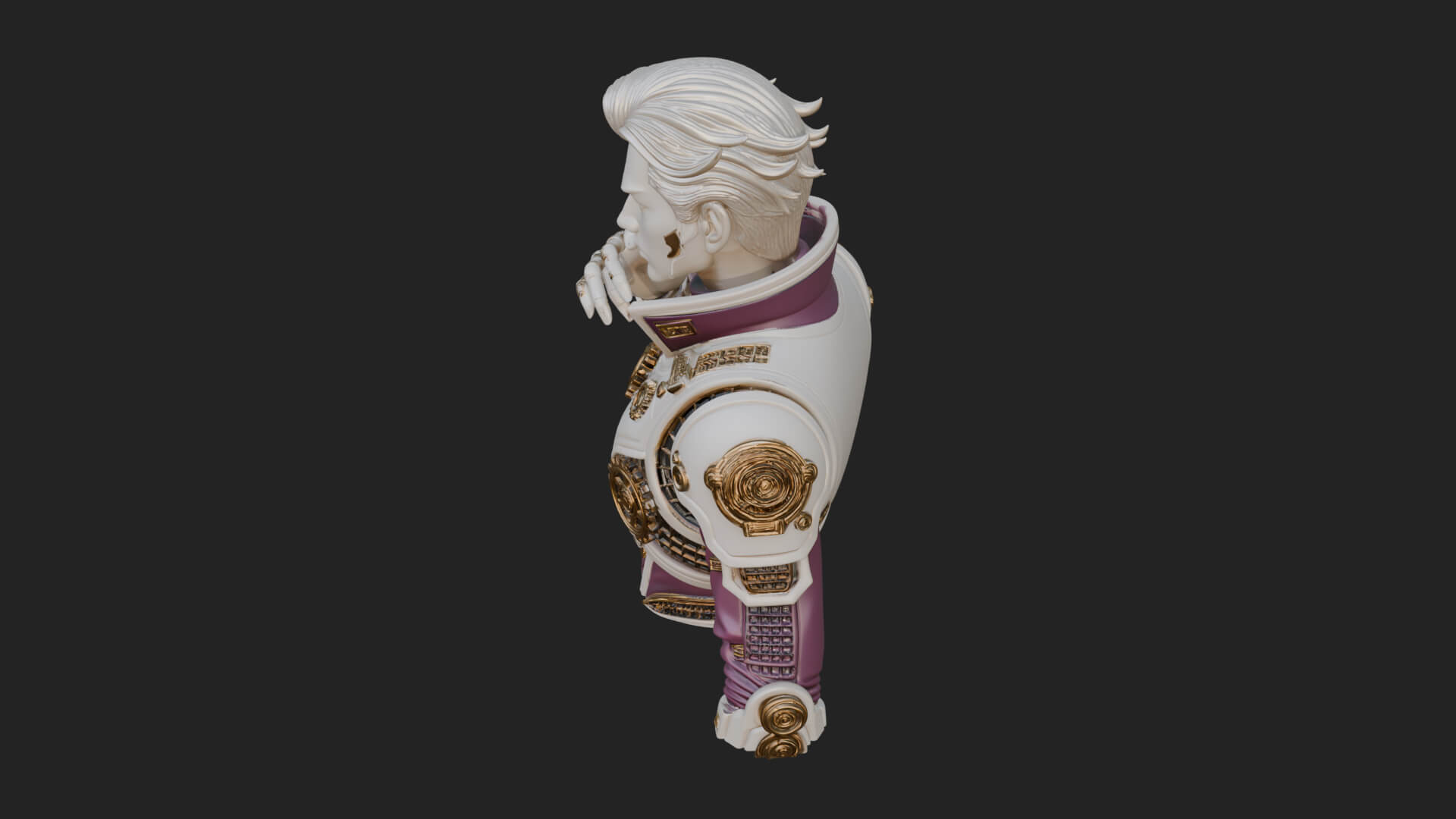 Sci Fi Armored Man Bust Design 9 3D Print Model 3D Model