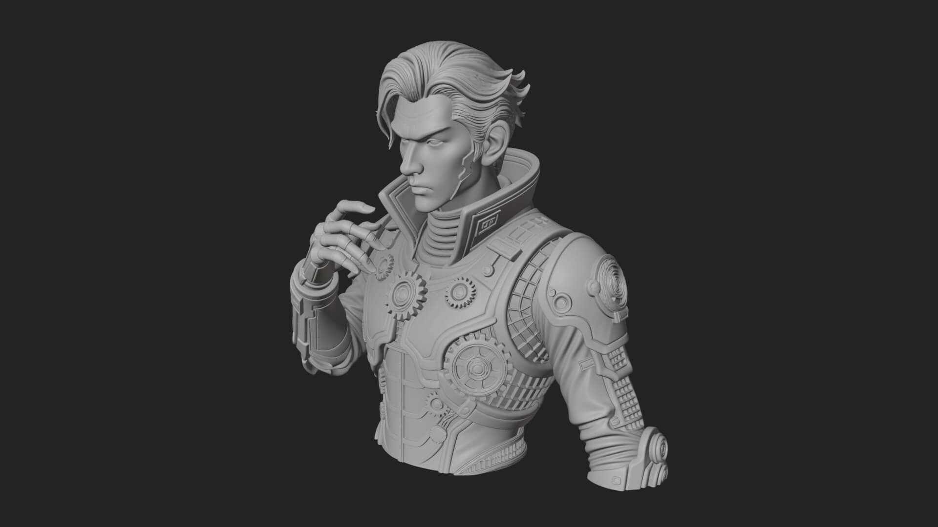 Sci Fi Armored Man Bust Design 9 3D Print Model 3D Model