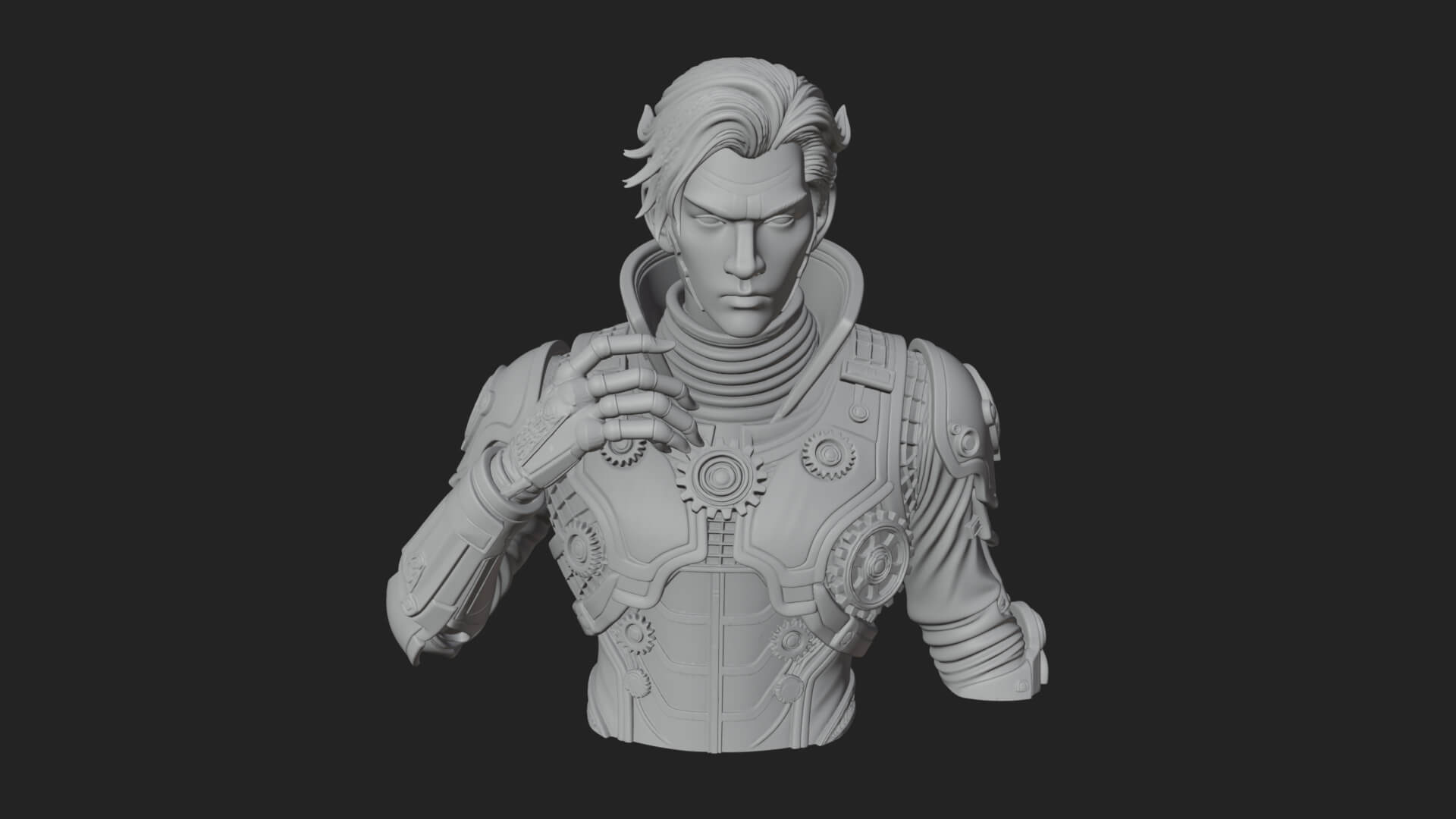 Sci Fi Armored Man Bust Design 9 3D Print Model 3D Model