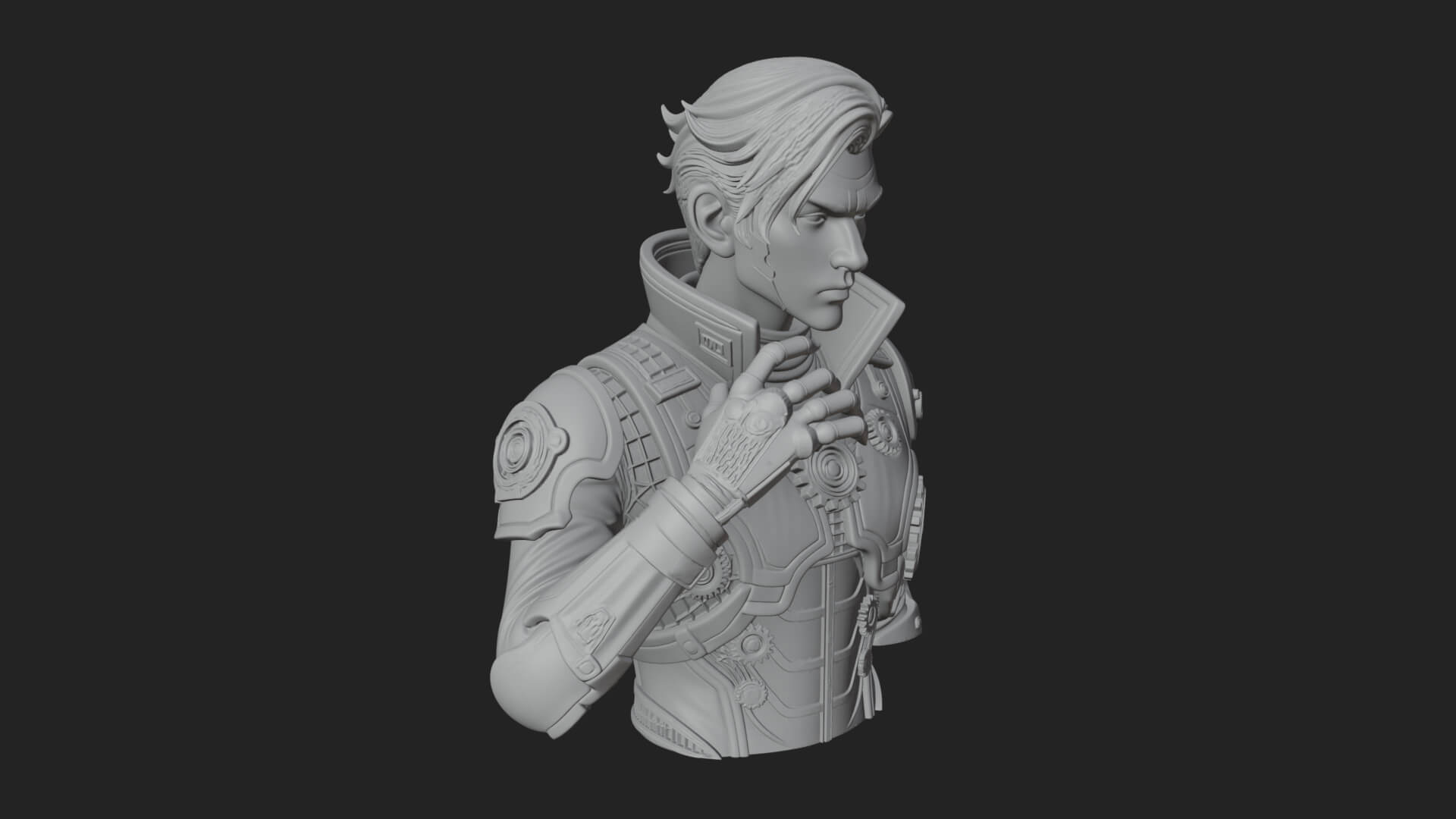 Sci Fi Armored Man Bust Design 9 3D Print Model 3D Model
