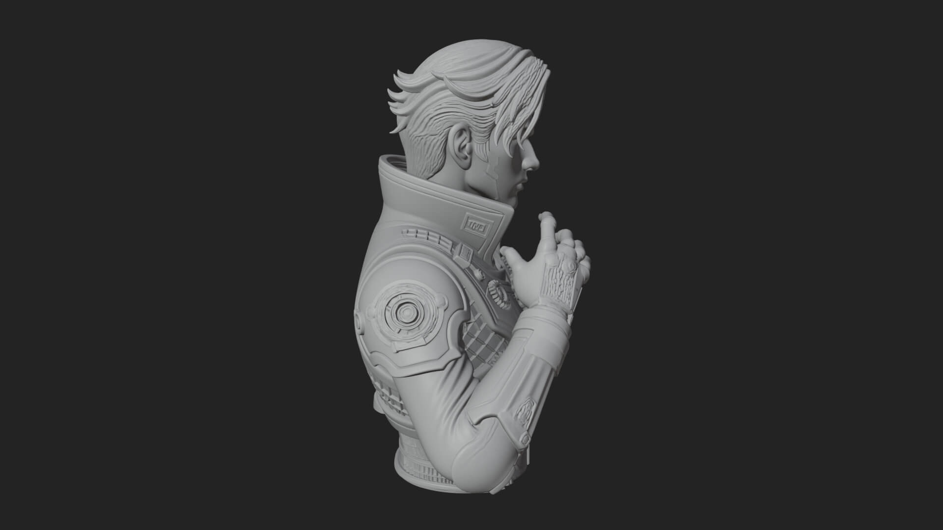Sci Fi Armored Man Bust Design 9 3D Print Model 3D Model