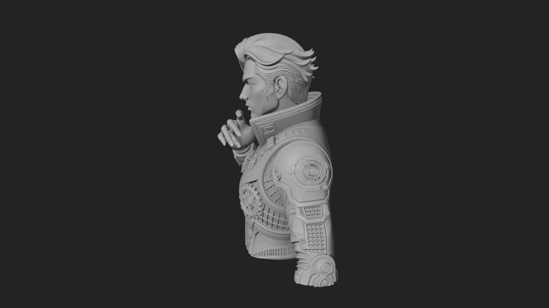 Sci Fi Armored Man Bust Design 9 3D Print Model 3D Model