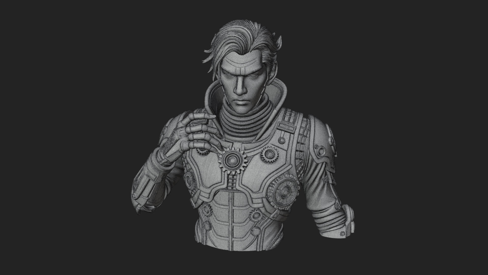 Sci Fi Armored Man Bust Design 9 3D Print Model 3D Model