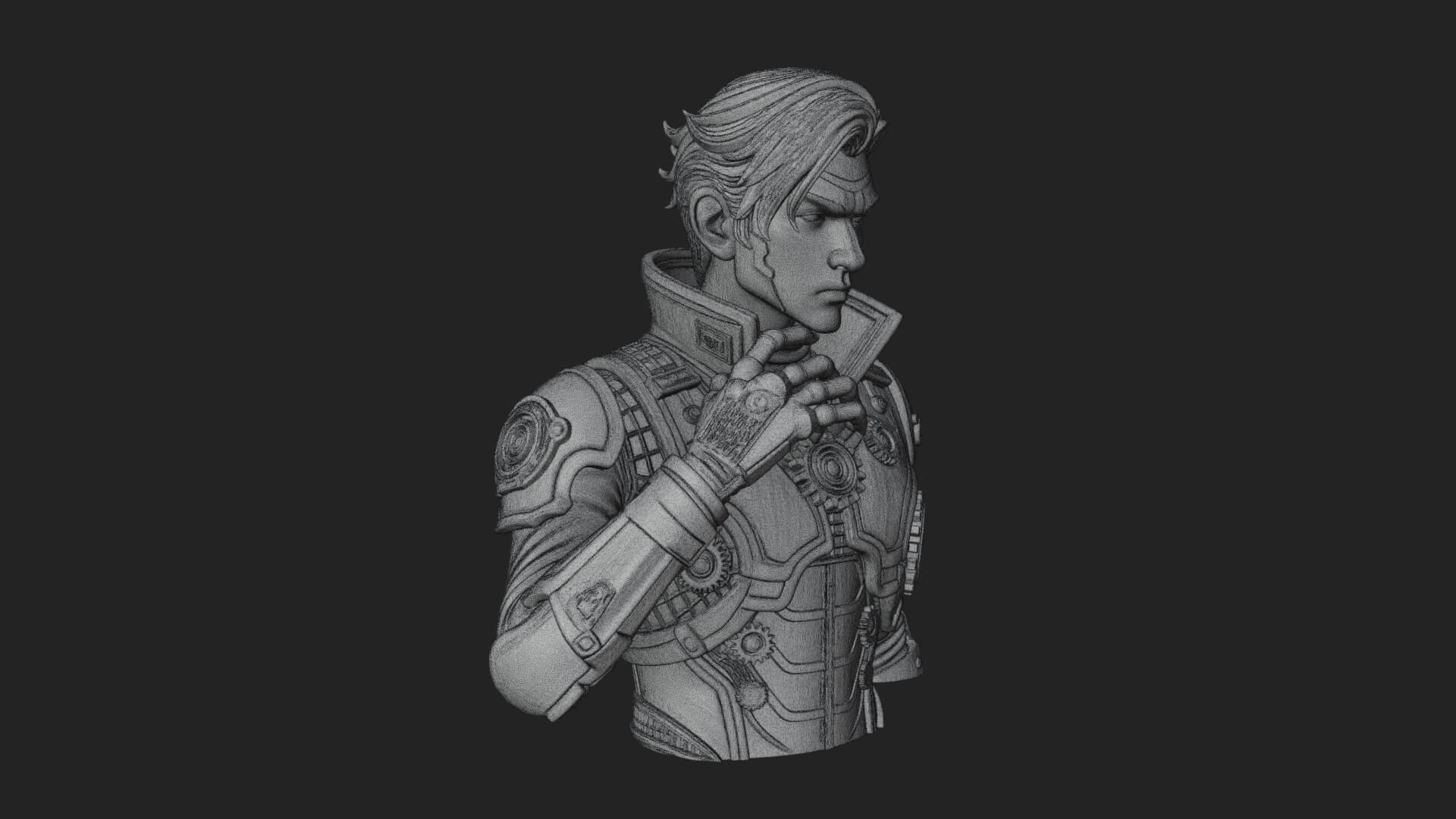 Sci Fi Armored Man Bust Design 9 3D Print Model 3D Model